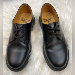 Dr Martens 1461 Pw Mono Black Smooth Leather Lace Up 3 Eyelet Oxford W 39EU